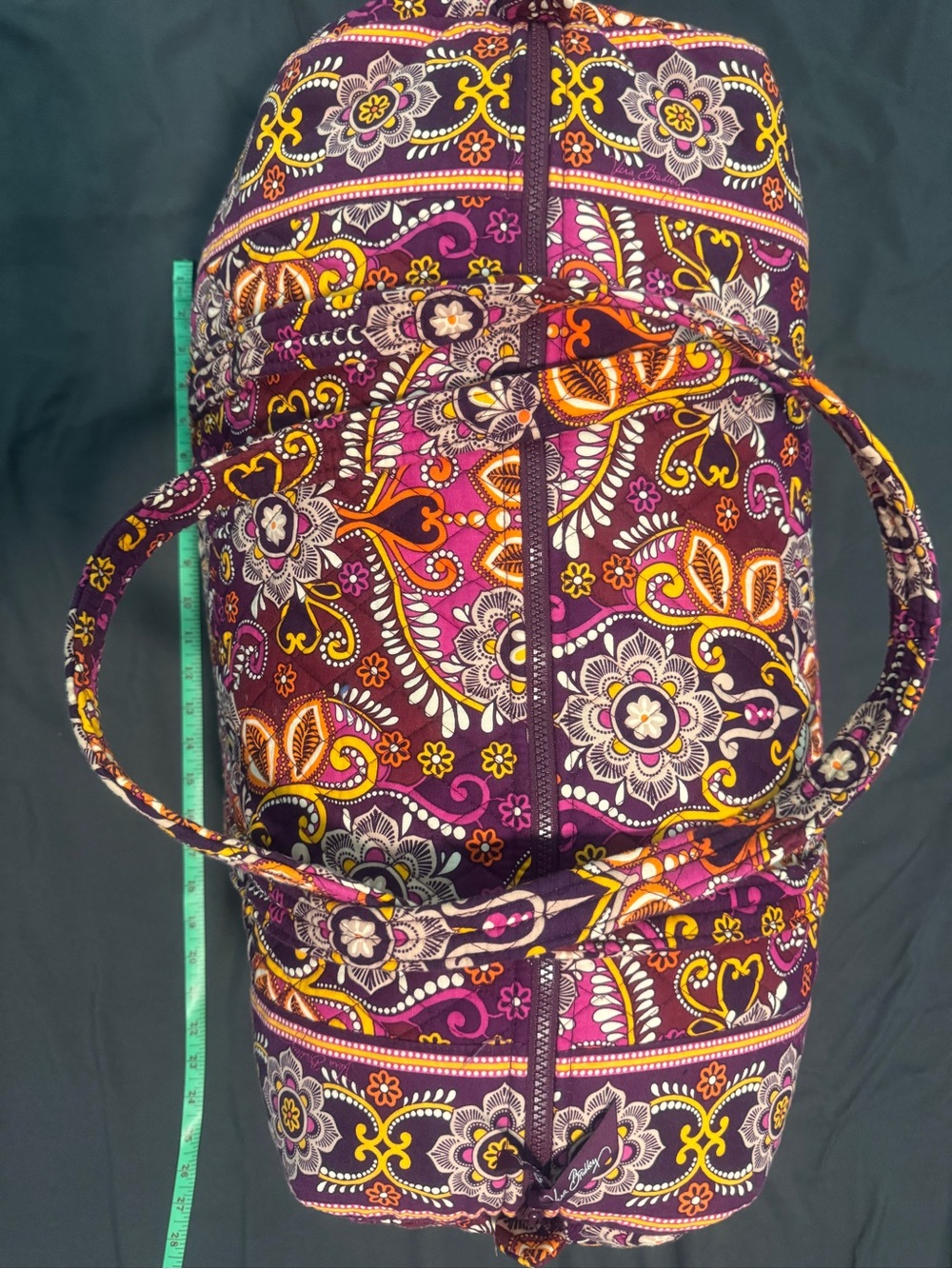 Vera Bradley large Quilted Floral Duffel in Purple, Orange & Yellow - Picture 2 of 7